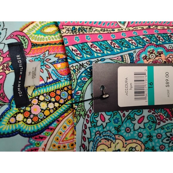 Tommy Hilfiger Vibrant Multicolor Paisley Print Sleeveless Shift Dress Size 16 - Picture 6 of 10